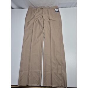 Leonardo Valenti Dress Pants Mens 44x36 Beige Wool Flat Front Classic NWT